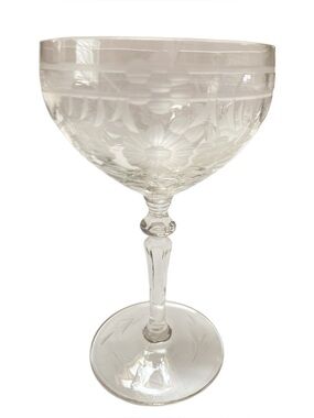 6 Vintage Rock Sharpe 2011-27 Crystal Coupe Champagne Sherbet Glasses Floral